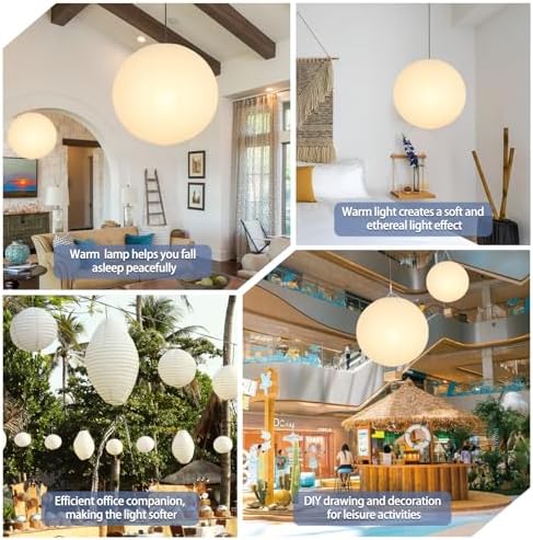 22 Inch White Paper Lantern Lampshade, Large Round Foldable Paper Lamp Shade for Hanging Pendant Light, Bedroom, Living Room, Wedding and Party Deco - Image 2
