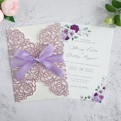 PONATIA 25 Pack Laser Cut Invitations Cards with Envelopes - Image 2
