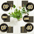 40th Theme Bithday Party Tableware Vintage 1986 Party Supplies 40 Year Old Birthday Decorations Plates Napkins Forks Black and Gold Dinnerware Favors for Men or Women - Image 5