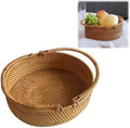 Wicker Picnic Basket with Double Folding Handles: Handmade Woven Picnic Basket, Garden Basket Harvest Basket, Natural Small Wicker Basket with Handle for Storage, Camping, Home Decor (Oval Basket) by ABCISI