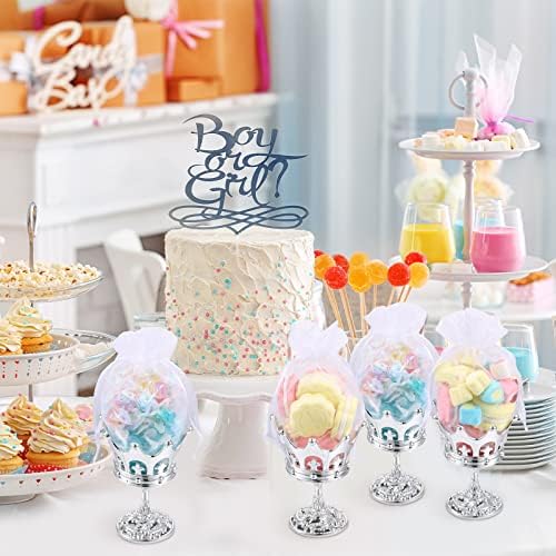 30 Pcs Silver Fillable Crown Goblet with Pouch for Candy Box Container Wedding Party Favor Decorative Candy Storage Container Decoration for Chocolate Cake Dessert for Birthday Baby Shower - Image 6
