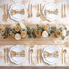 LIYH White Gold Rim 150 Pcs Heavy Duty Plastic Plates Silverware Wedding - Image 4
