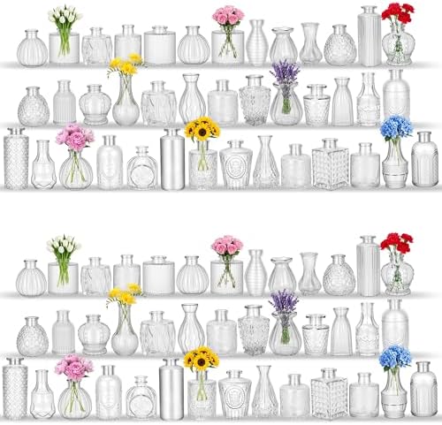 80Pack Glass Bud Vases in Bulk Clear Small Mini Vase for Flowers by PXDSDXJJWEDDING%EF%BC%86HOMEDECOR
