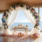 White Wedding Arch Draping Fabric Sheer Curtain Drapes 3 Panels | 20 ft Extra Long Shimmery Backdrop Curtains for Wedding Anniversary Party Summer Outdoor Events Drapery Photo Backgrounds - Image 4