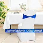 Spandex Royal Blue Chair Sashes Bows 60 Pcs Blue Chair Sashes Elastic Chair Cover Bands Ties Without Buckle for Wedding Birthday Party Ceremoney Events Decoration - Image 6