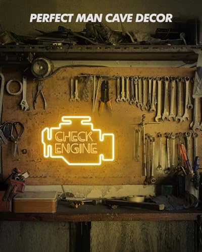 Check Engine Neon Sign for Wall decor, Dimmable Car LED Wall Sign with USB Powered for Garage, Workshop, Man Cave Auto Repair Shop - Image 6