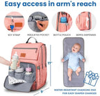 PILLANI Baby Diaper Bag Backpack - Diaper Bags for Baby Girl - Baby Shower Gifts for Girls - Large Waterproof Diaper Backpack - Pink Diaper Bag & Cute Baby Bags for Girls w/Portable Changing Pad, Pink - Image 5
