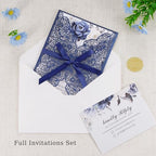 AdasBridal 50pcs Navy Blue Laser Cut Wedding Invitations Cards Blank - Image 6