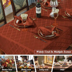 SASTYBALE Rectangle Jacquard Tablecloth, Rust Red/Burnt Orange, 60"x120" - Image 6