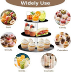 J JOYSAY Black Pattern Acrylic Cupcake Stand 3 Tier Dessert Table Display Set Clear Cake Stands for Baby Shower Party Wedding Decorations Easy Assembly Pastry Tower - Image 5