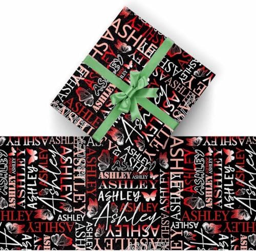 AOFUN Custom Name Text Wrapping Paper For Men Cute Birthday Wrapping Paper Funny Gift Bags For Adults Mens Wrapping Paper Christmas 3 Rolls 58" x 23" - Image 2
