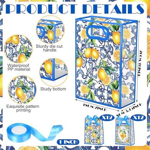Geyoga 24 Pcs Party Clear Favor Bags with Handles, Capri Lemon - Image 2