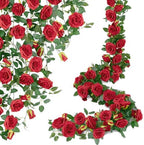 U'Artlines 5 Pack Artificial Red Rose Garlands Flower Vines 32.5 ft by UArtlines