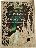 20PCS Castle Pocket Invitations, Quinceanera Invitations with Envelopes, Princess Invitation, Laser Cut quince invites (glitter light gold) by JOACHUUY