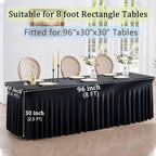 2 Pack Black Spandex Tablecloth for 8 Foot Rectangle Tables, Wrinkle Free Fitted Table Cloths 8ft Stretchy Table Clothes Cover Desk Skirt for Parties Weddings Birthday Banquet Baby Shower - Image 5