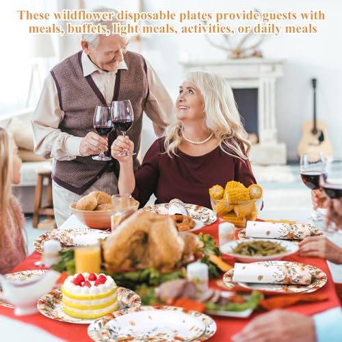 Ziliny Fall Floral Party Decorations, Paper Plates Napkins Cups Serve 50 - Image 5