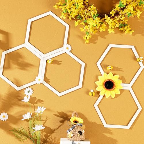 Gerrii 36 Pcs Honeycomb Decorations Hexagon Wood Hive Decor, 8.2 Inch - Image 3