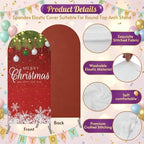 Modern Christmas Pine Branch Ball Strip Arch Backdrop Cover 7.2 ft 2 Sided Wedding Arch Covers Stretchy Backdrop Round Top for Birthday, Party, Baby Shower Decorations - Image 3