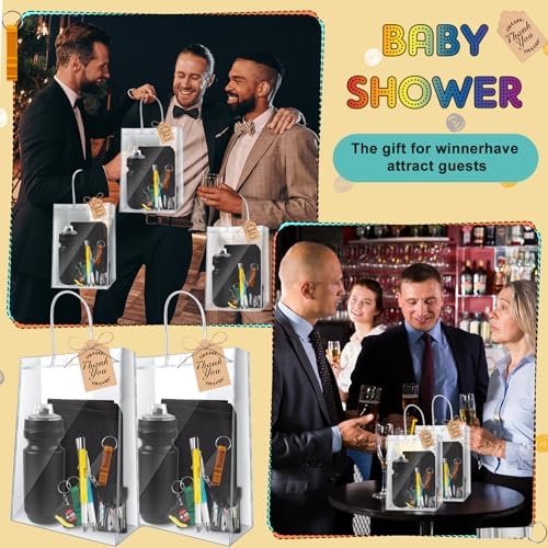 2 Sets Baby Shower Prizes for Men with Kettle Ruler Pen Cooling Towel Tool Kit Bottle Opener Cardboard Hemp Rope Plastic Bag for Baby Shower Game Winners Men Bachelor Party - Image 5