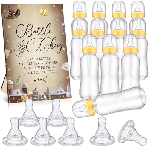 Trelaco 12 Pcs Magical Baby Shower Games Wizard Bottle Chug Wooden Sign Set by TrelaCo