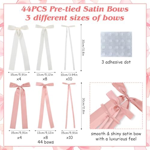Pink Bows Arch Backdrop Cover Kit 6FT, Stretchy White Photography Background Stand Cover with 44 Satin Bows for Bridal Baby Shower Birthday Party 3D Bowknot Princess Photo Booth Decor - Image 7