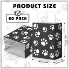 Tenceur 80 Pcs Dog Gift Bags Goodie Paw Puppy Paper Treat Bags Bulk with Handles 10.63 x 4.72 x 7.87 Inch Dog Themed Party Favors Shopping Holiday Kraft(Black) - Image 2