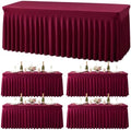 gogoparti 4 Pack Spandex Burgundy Fitted Table Cloth for 8ft Rectangle Tables Burgundy Stretch Tablecloth Table Covers Banquet Table Clothes Wrinkle Free Table Skirt for Parties Wedding by Gogoparti