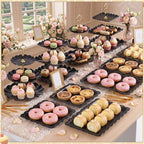 Remerry 16 Pcs Dessert Table Display Set 3 Tier Cake Stands, Black - Image 2