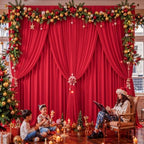 30x10FT Backdrop Curtains with Rod Pockets - Wrinkle Free Photo Stage Backdrop 6 Panels Curtains Drapes for Photography Wedding Party Baby Shower Decorations (Red) - Image 2