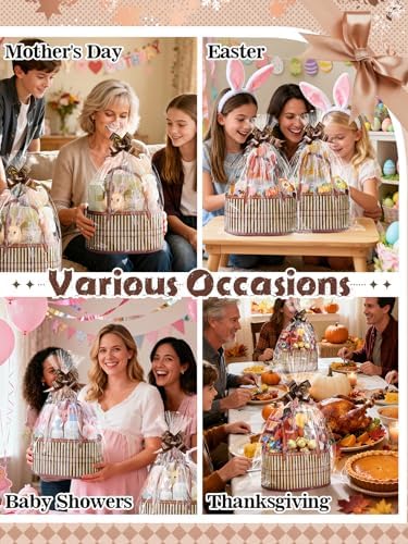 MADHOLLY 4Set Large Sturdy Bamboo Baskets for Gifts Empty, Easy to Assemble - Image 4