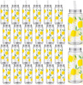 SiliFine 24 Pcs Lemon Party Favors Lemonade Cups with Lids and Straws by SiliFine