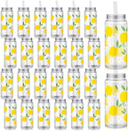 SiliFine 24 Pcs Lemon Party Favors Lemonade Cups with Lids and Straws by SiliFine