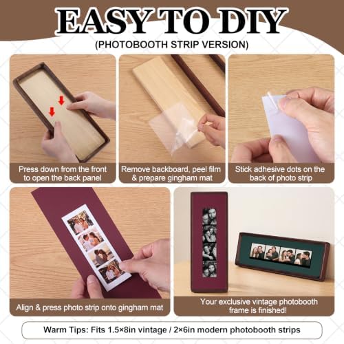 Lineshading 2 Pcs Walnut Wood Photo Strip Frames 12×4in Photobooth Frame - Image 2