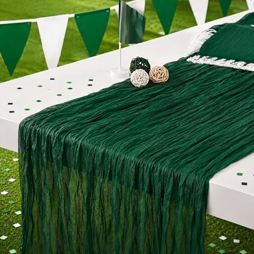 12 Pack Emerald Green Cheesecloth Table Runner 120 Inch Boho Wedding Decor by Fixwal