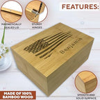 Personalized American Flag Gift Box, Engraved Memory Box Bamboo Wood - Image 7