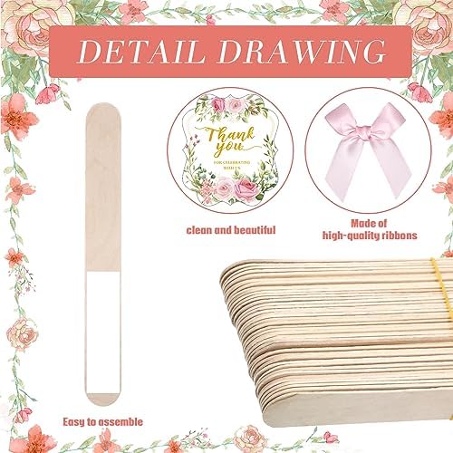 Huwena 50 Sets Wedding Fans for Guests Thank You for Celebrating with Us Fans Hand Fans Handheld Folded Fan Baby Shower Favors for Bridal Bridesmaid Gift Church Dancing(Pink,Floral) - Image 4
