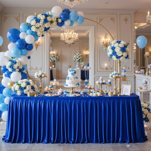 Royal Blue Satin Table Clothes for 4 Foot Rectangle Tables - 4FT Wrinkle Resistant Glitter Rectangle Tablecloths, Party Table Covers for Wedding Banquet, Baby Shower, Birthday, Holiday Dinner - Image 6