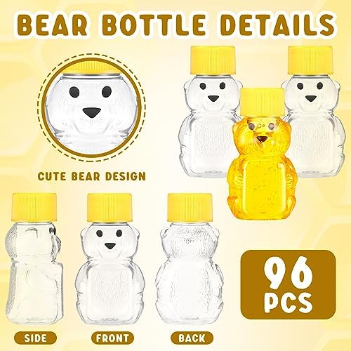 Patelai 96 Pcs 2 oz Plastic Honey Bear Bottle Bear Shape Clear Jar, Yellow - Image 4