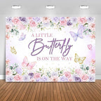 Butterfly Baby Shower Backdrop A Little Butterfly is On Her Way Photography Background Party Decorations Purple and Pink Floral Baby Shower Banner Photo Booth Props (10x7ft) by Fitumiw