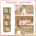 Baby Shower Decoration for Girl, Pink Rose Gold Baby Shower Party Supplies, Floral Gender Reveal Party Decor, Baby Boxes, Mom to Be Sash and Dad to Be Pin, Pink Balloon Arch Backdrop Tablecloth - Image 4