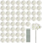 Auihiay 64Pcs Hydrangea Artificial Flowers Bulk, Silk White Hydrangeas by Auihiay
