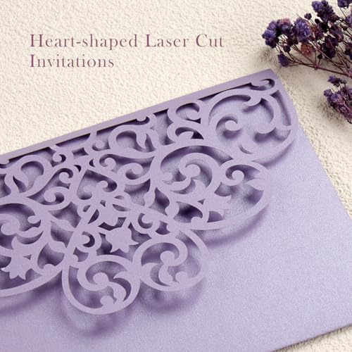 50 pcs Purple Wedding Invitations 5×7 Personalized Invitation with Envelope - Image 4