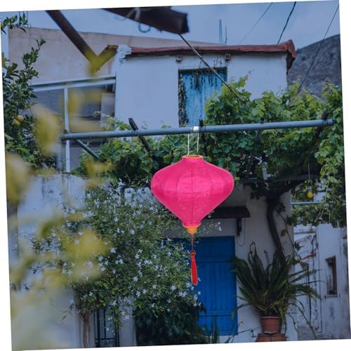 GANAZONO Vintage Oval Vietnamese Hanging Lantern with Tassel Pink Cloth - Image 6