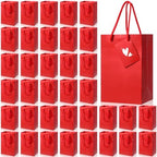 Sherr 50 Pcs Red Gift Bags with Handles Tags 5.3 x 3.7 x 8.1 Inches Small Glossy Paper Bags Bulk Wedding Birthday Baby Shower Party Favor Gifts by Sherr