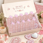 50 Set Cielito Lindo Mexican Baby Shower Party Favors, Heart-Shaped Mirrors with Organza Bags & Thank You Cards, Pink Talavera Party Gifts Bulk for Guests Bridal Shower Wedding Gender Reveal Party - Image 5