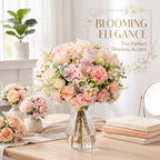 Tigeen 6 Bundles Artificial Flowers Bouquet for Wedding, Pink Champagne - Image 2