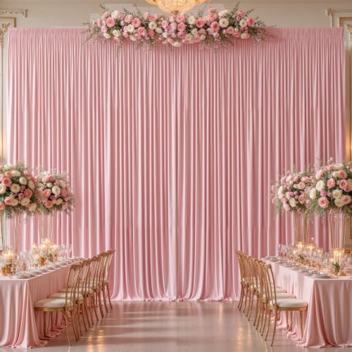 40x10ft Dusty Rose Backdrop Curtain Panels for Parties - Wrinkle Free Polyester Photo Curtain Backdrop Wedding Back Drop Fabric Drapes for Party Decorations Background for Photography - Image 2