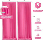 Hot Pink Backdrop Curtain 8 Panels-Wrinkle-Free Polyester Photography Drapes for Wedding Party Photo Background Decorations- 32 X10FT (Hot Pink) - Image 3