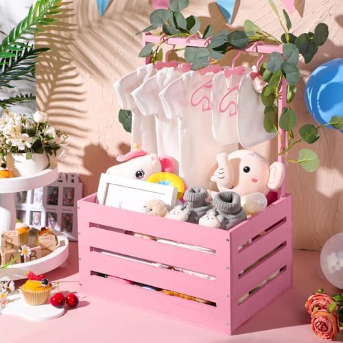 Barydat Wooden Baby Shower Crate Closet Set, Pink - Image 5