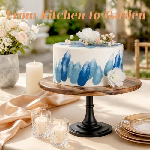 NUPTIO Wooden Cake Stand, 11.81 Inch Round Dessert Display Holder - Image 6